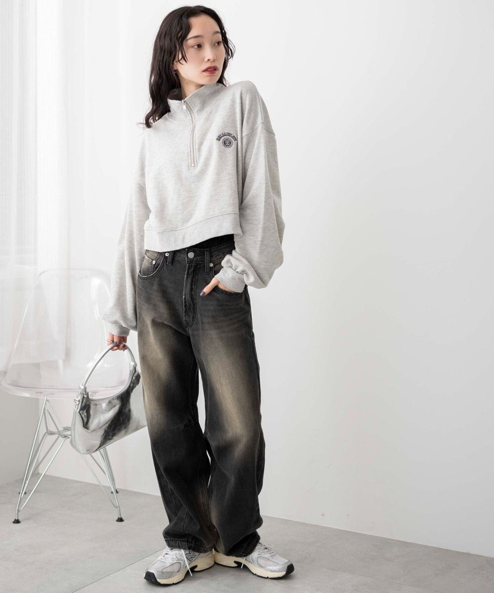 WEGO ハーフジップショートスウェット 