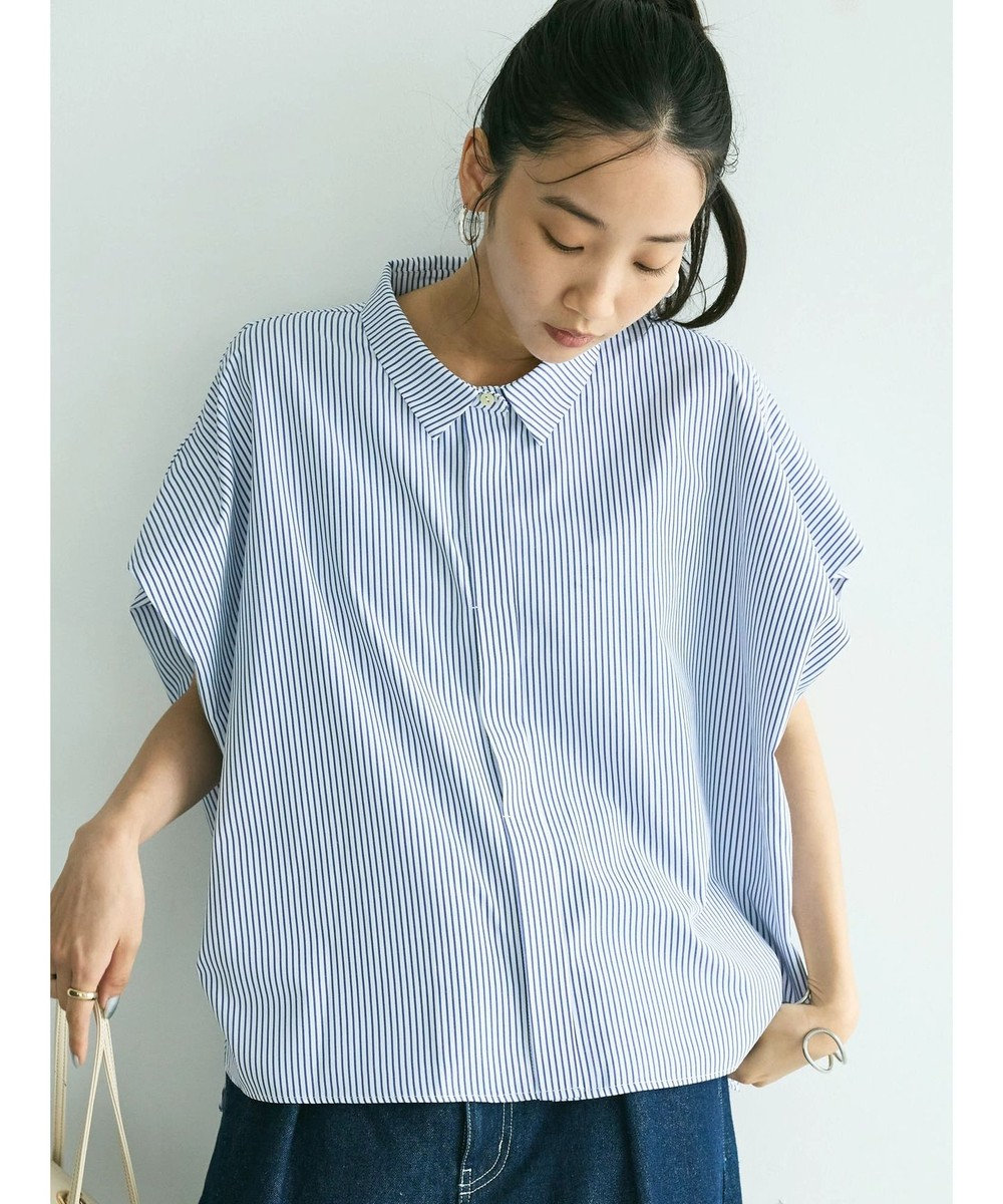 CRAFT STANDARD BOUTIQUE ステンサイドソリッドストライプブラウス2 Stripe Blue