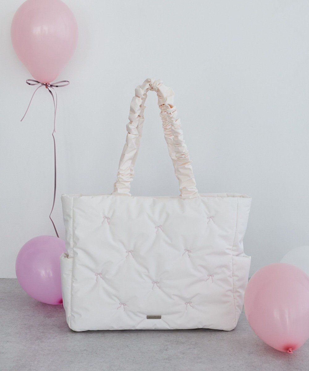 Maison de FLEUR リボン刺繍パファートートバッグ 
