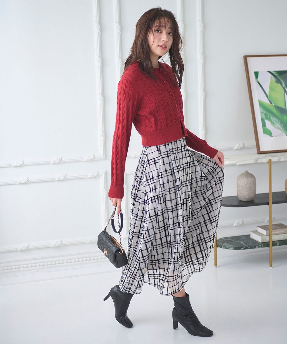 Feroux フロッキーチェック・ドット スカート 