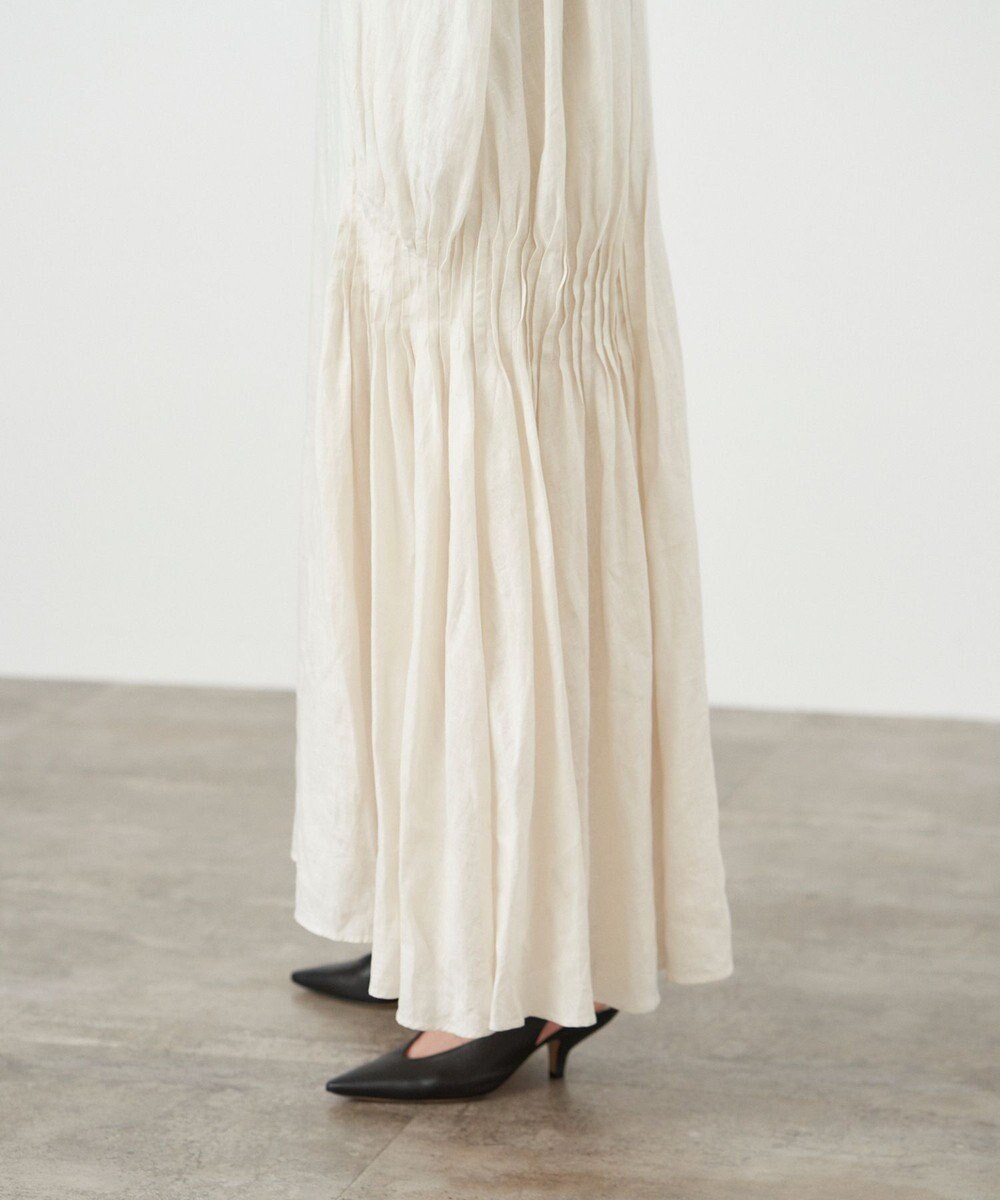 ATON NATURAL DYD LINE LAWN ｜ サイドタックドレス 