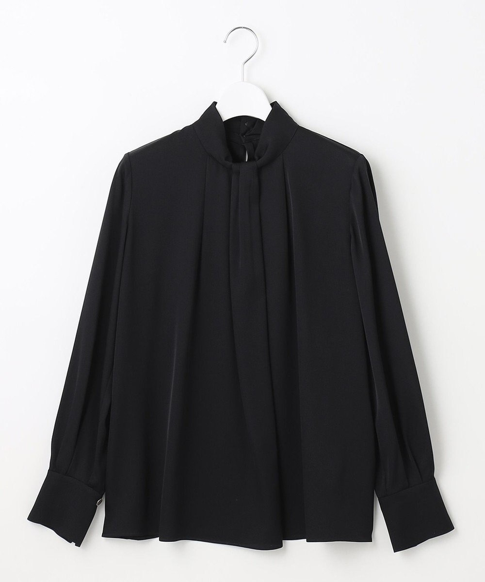 自由区 L 【洗える/UVケア/吸放湿性】シルクストレッチ ハイネックブラウス 