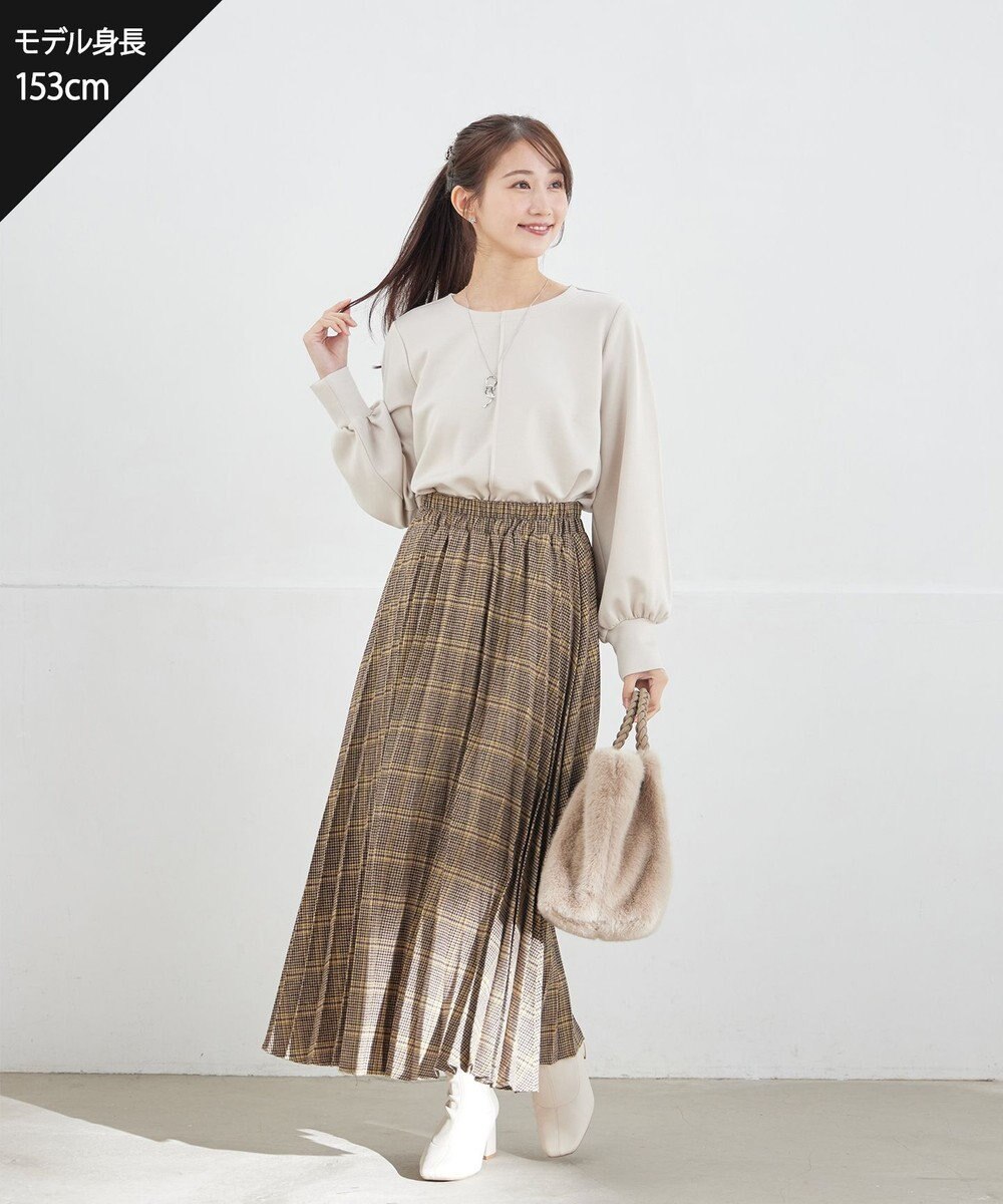 Tiaclasse L 【洗える】ボンディングパフスリーブチュニック 