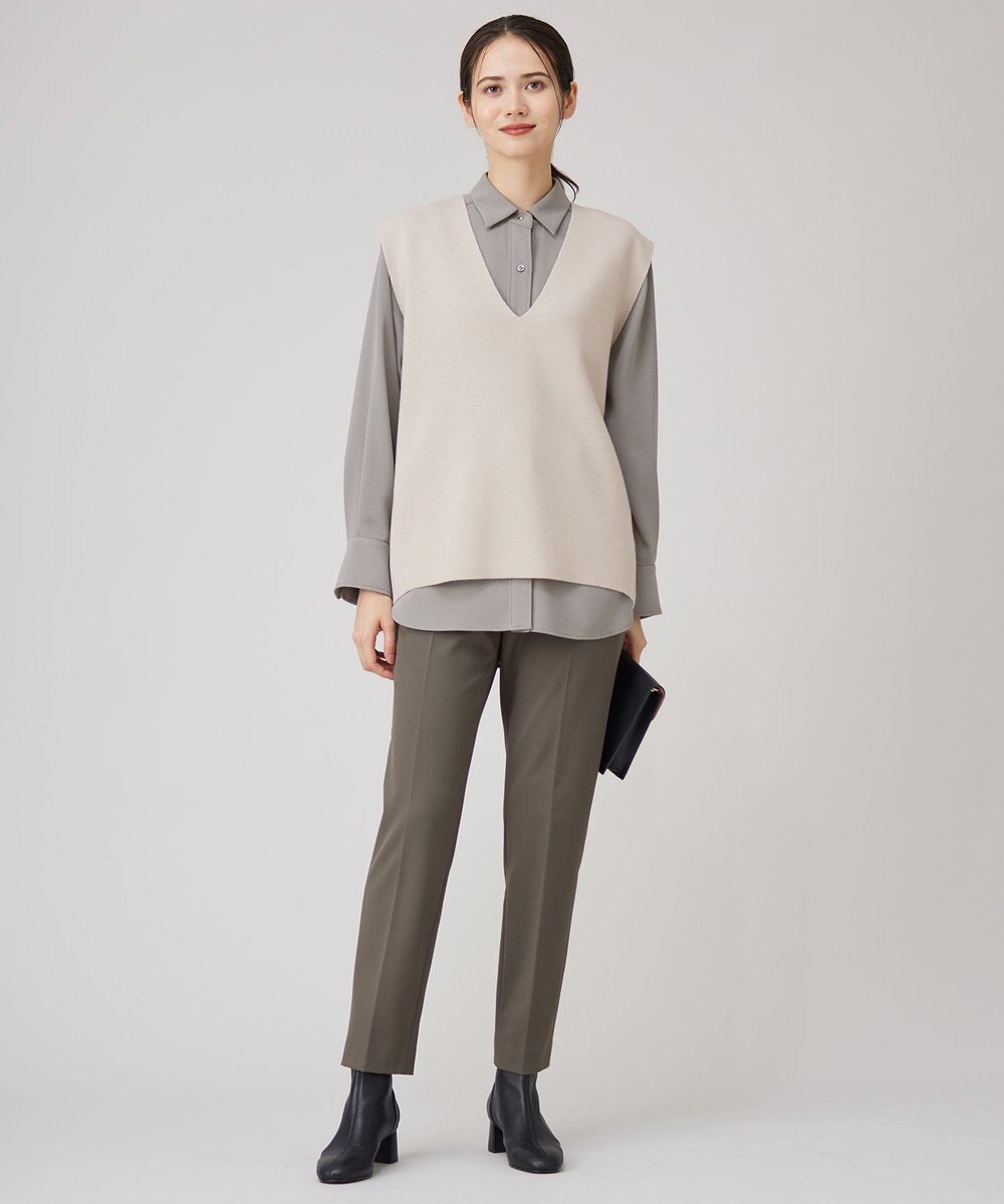 自由区 【撥水加工・洗える】TRギャバ裏起毛テーパード パンツ 