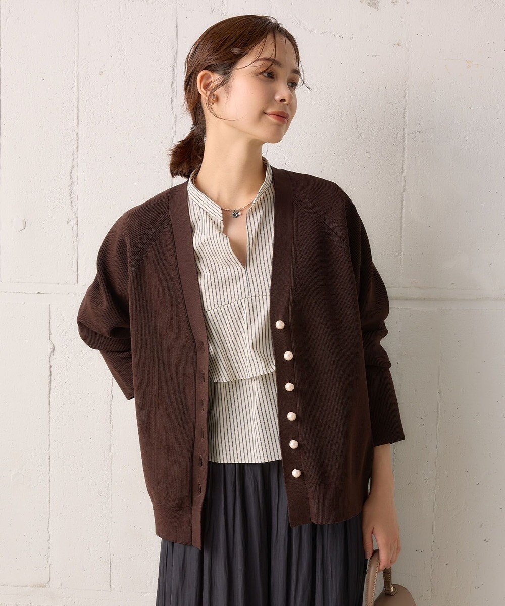 組曲 【洗える・軽量】スポンディッシュニット カーディガン 