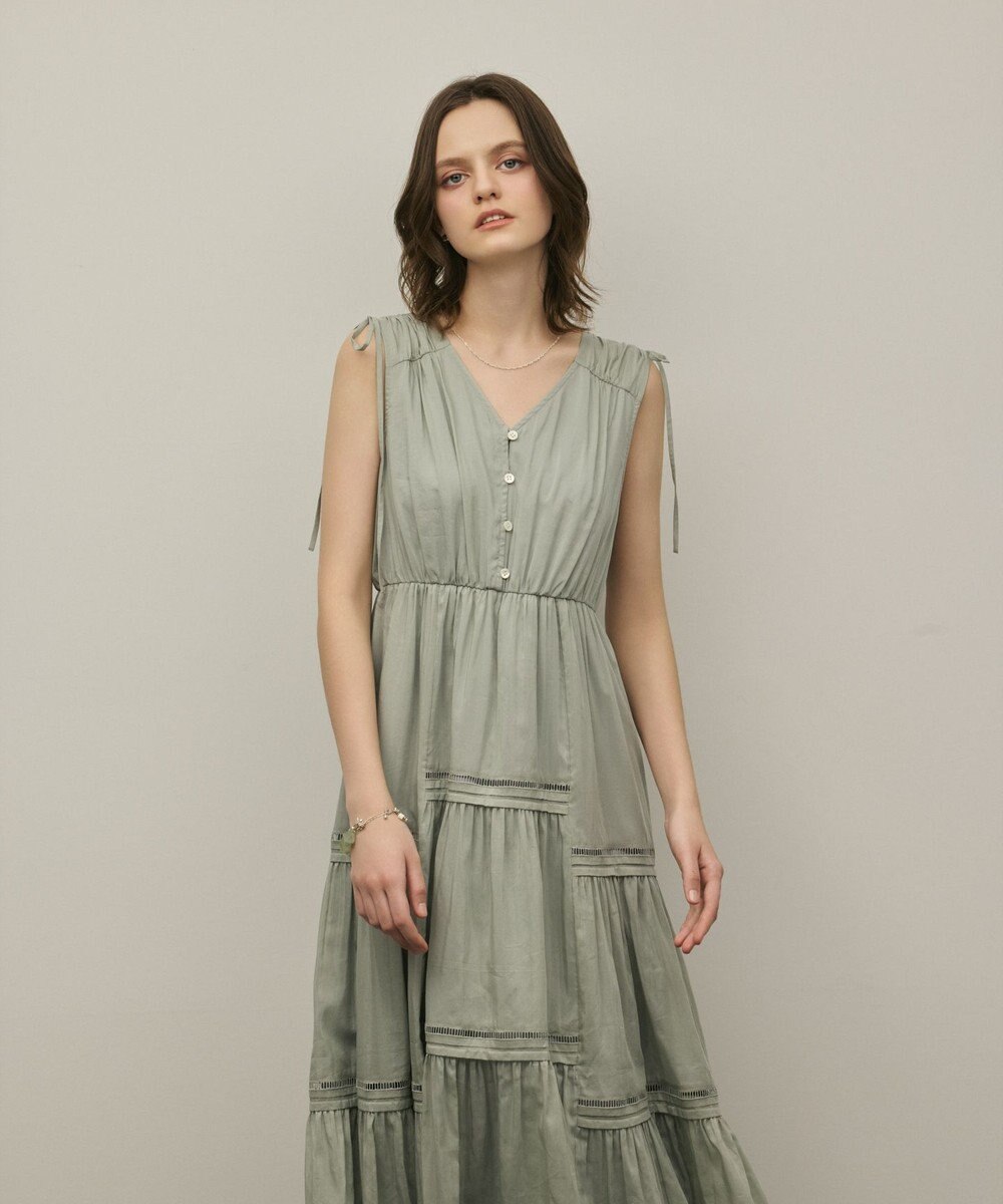 GRACE CONTINENTAL コットンシルクティアードワンピース 