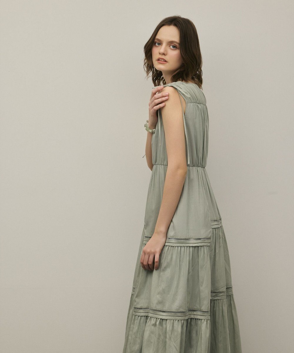 GRACE CONTINENTAL コットンシルクティアードワンピース 