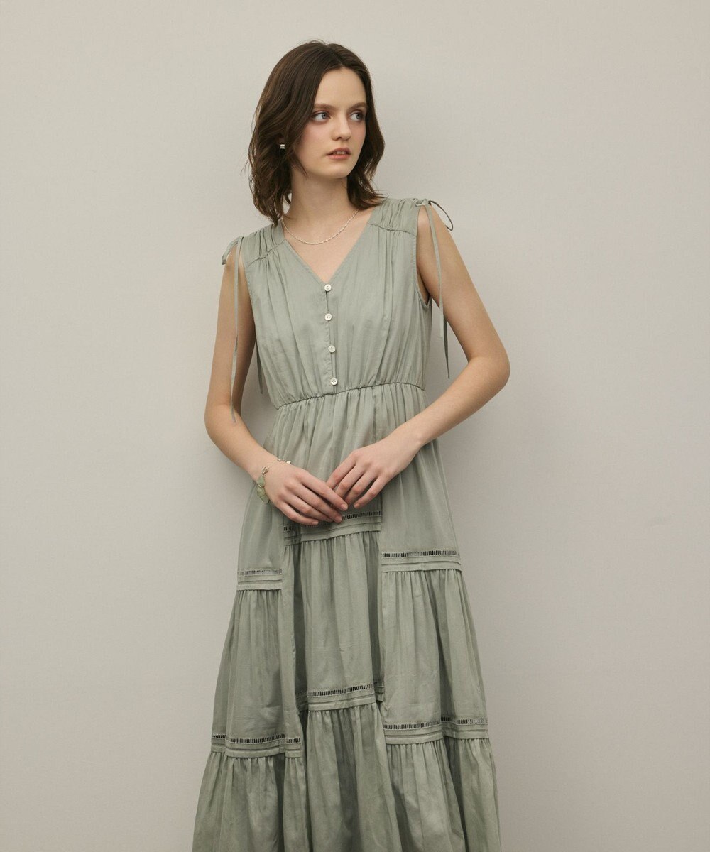 GRACE CONTINENTAL コットンシルクティアードワンピース 