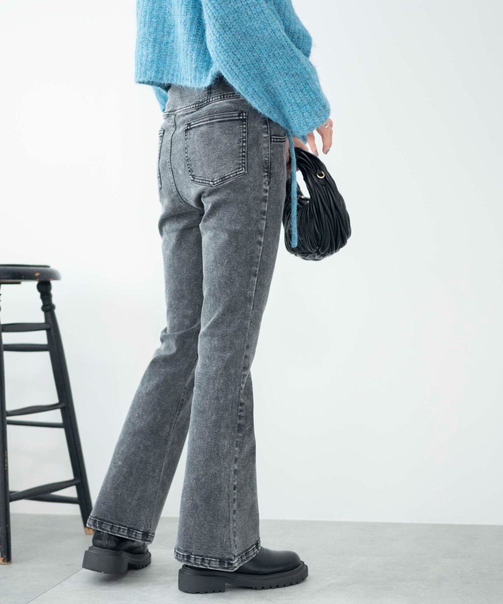 WEGO ハイウエストストレッチフレアデニムパンツ 