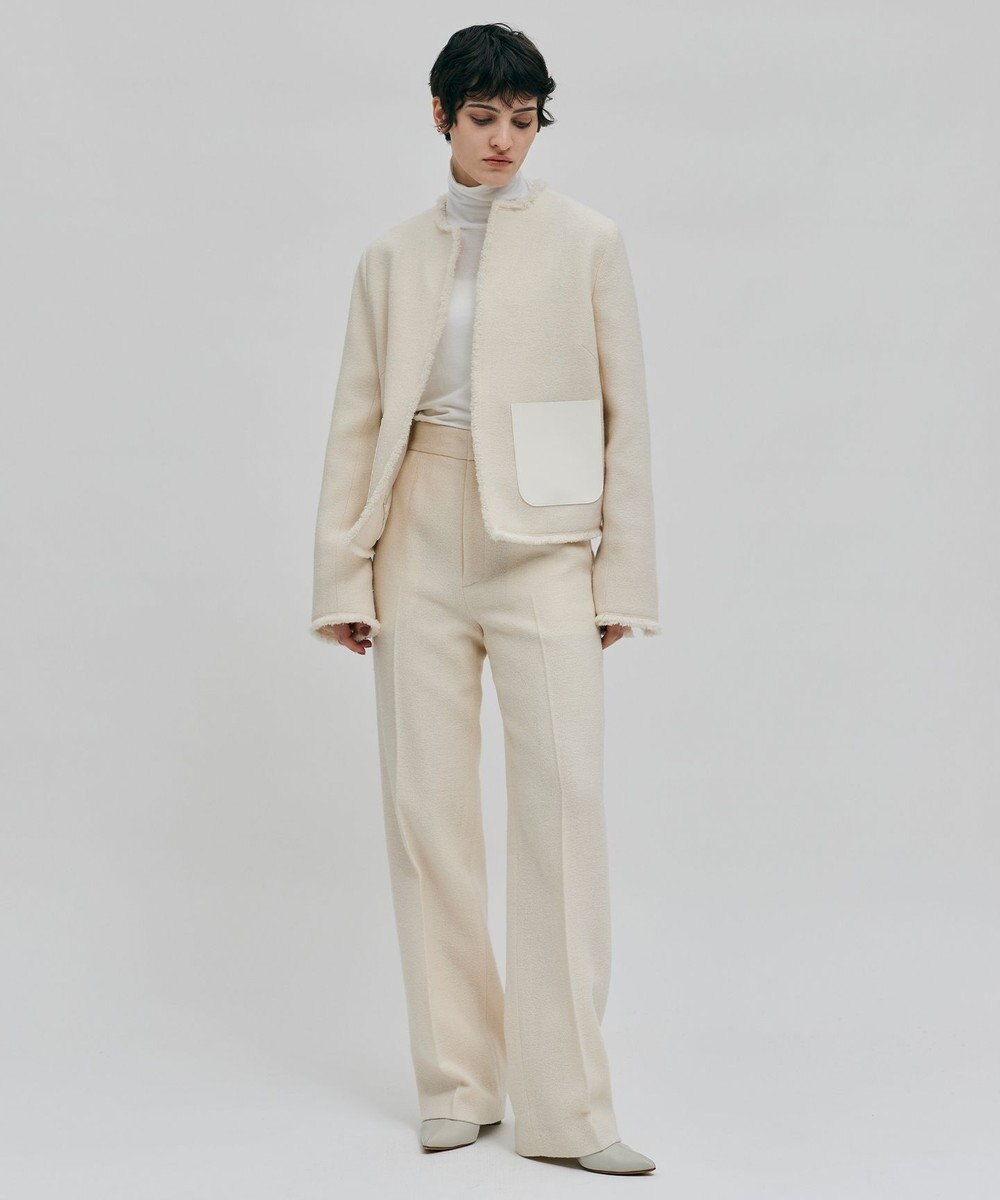 BEIGE， MILLAM / フェイクレザーパッチツイードジャケット 