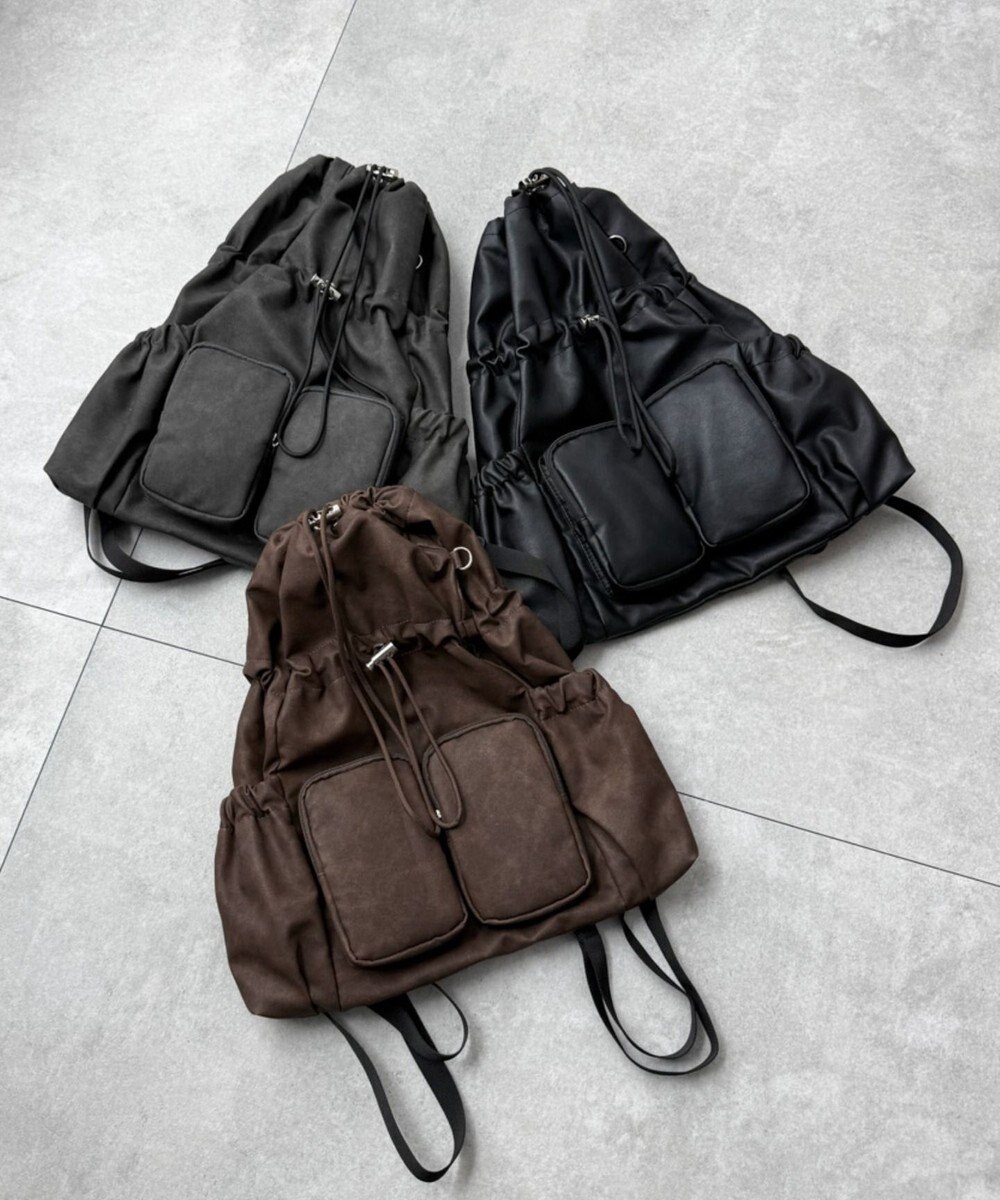 WEGO 【ユニセックス着用ITEM】2ポケットPUドロストナップサック 