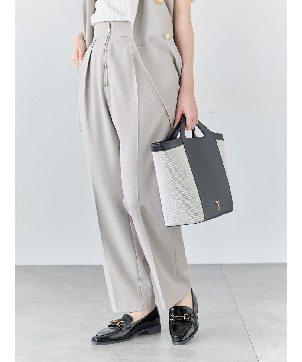 Te chichi フロントZIPリネンライクテーパードパンツ(セットアップ可) 