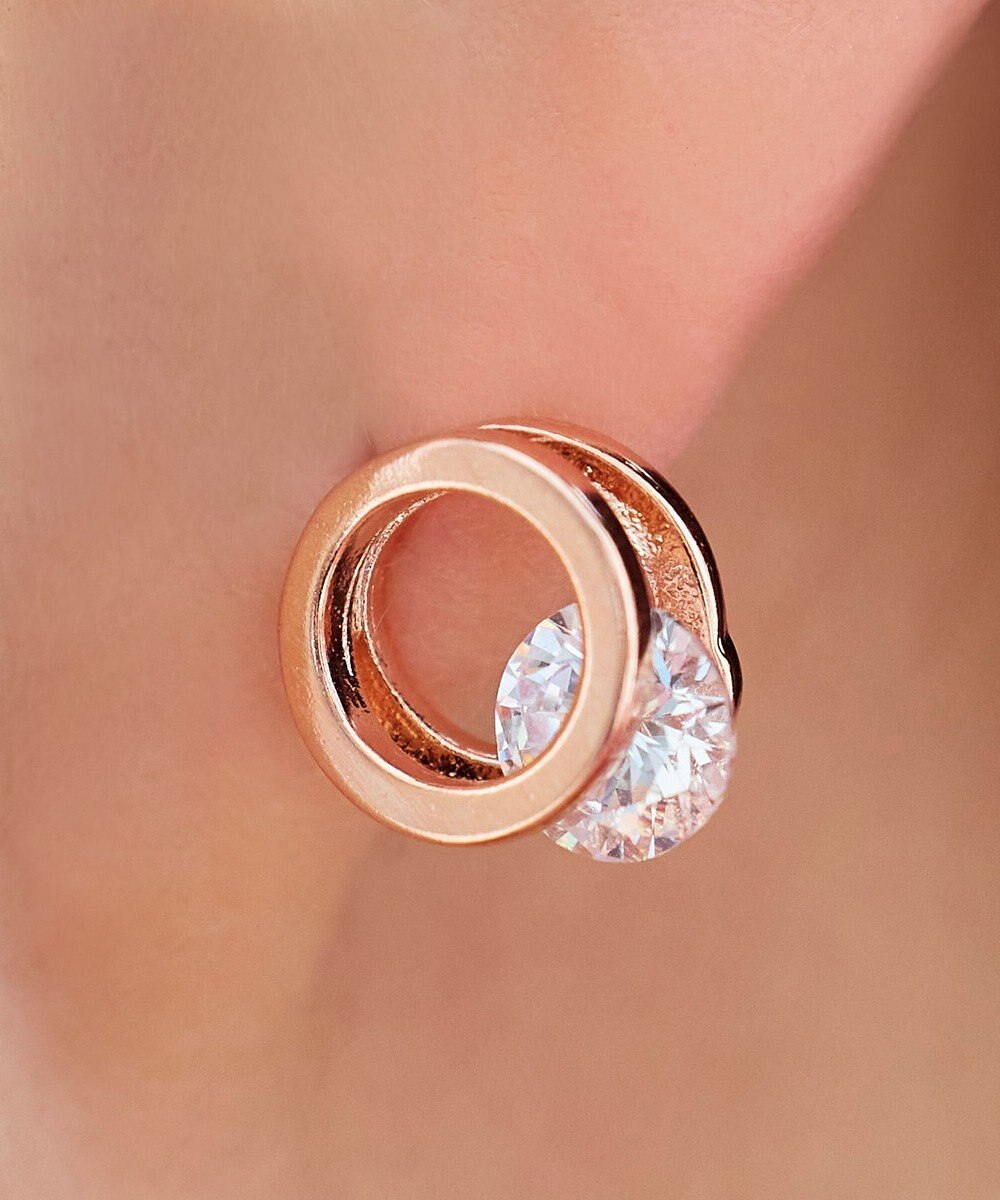 Tiaclasse 【金属アレルギー対応】サークル＋ストーンタイニーピアス 