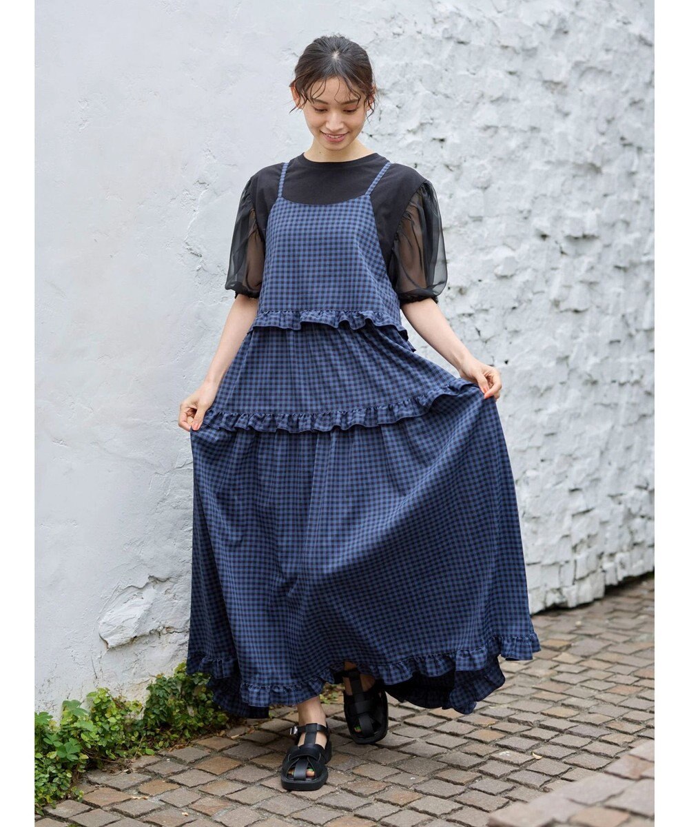 Green Parks ・Ｐｅｔｉｔ　Ｆｌｅｕｒ　カラーギンガムキャミワンピ 