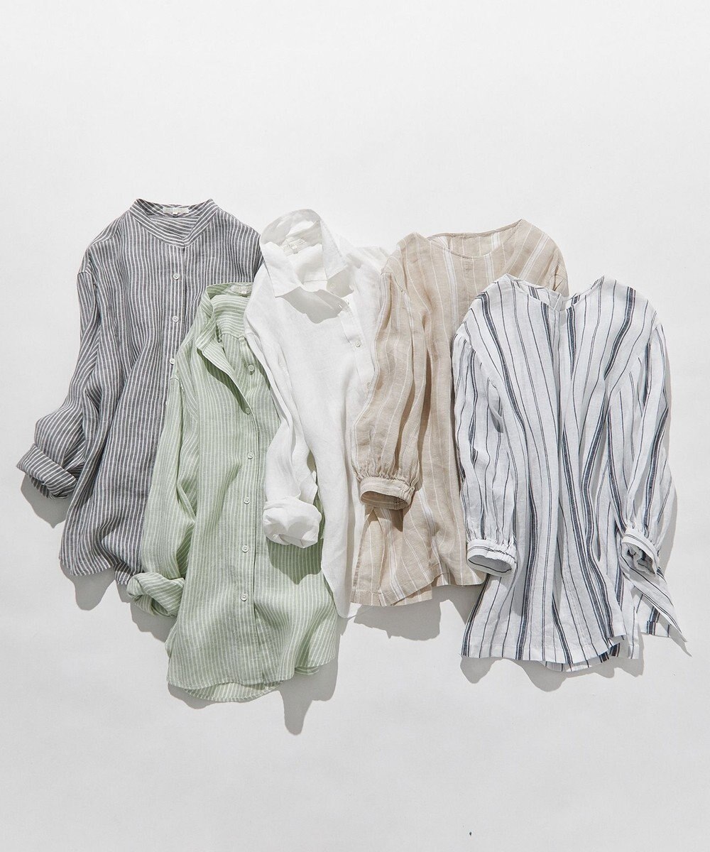 23区 S 【洗える】LIBECO ベルト付き ブラウス 