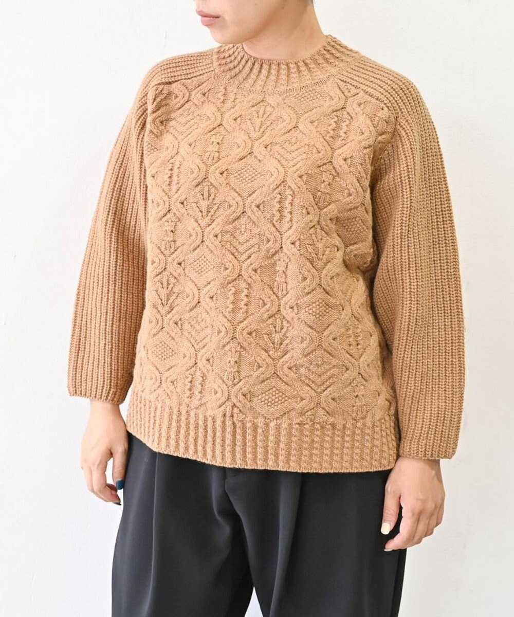 muuc 〈上質なシェットランドウール＆カシミヤ〉〈5種類の模様編み〉パッチワーク柄ケーブル模様編みセーター 