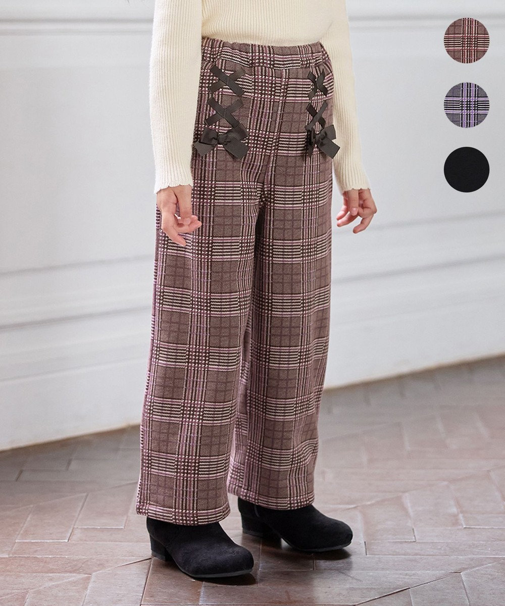 ANY KIDS レースアップ 裏シャギーワイドパンツ 