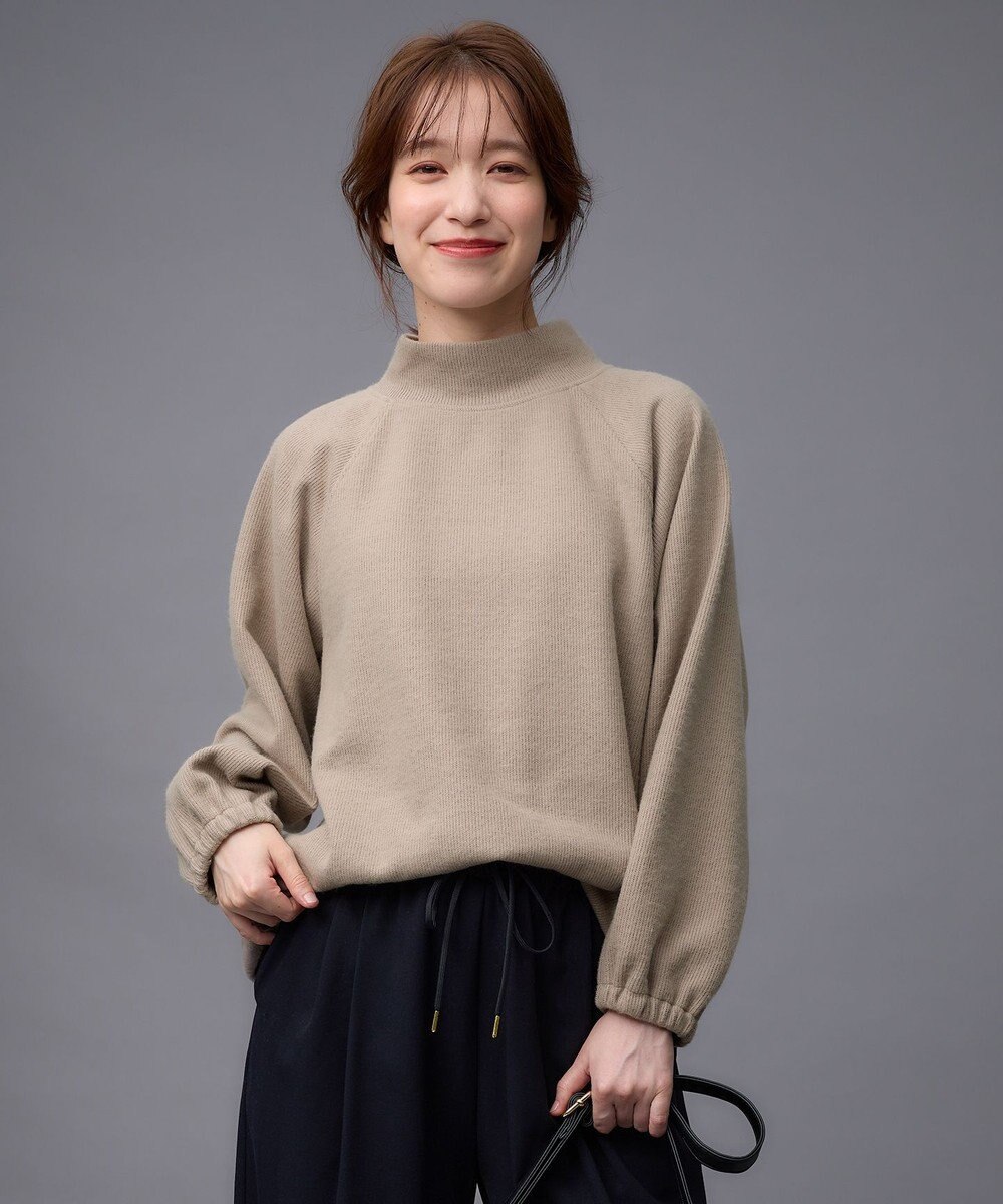 ANY L リブ起毛モックネックプルオーバー 