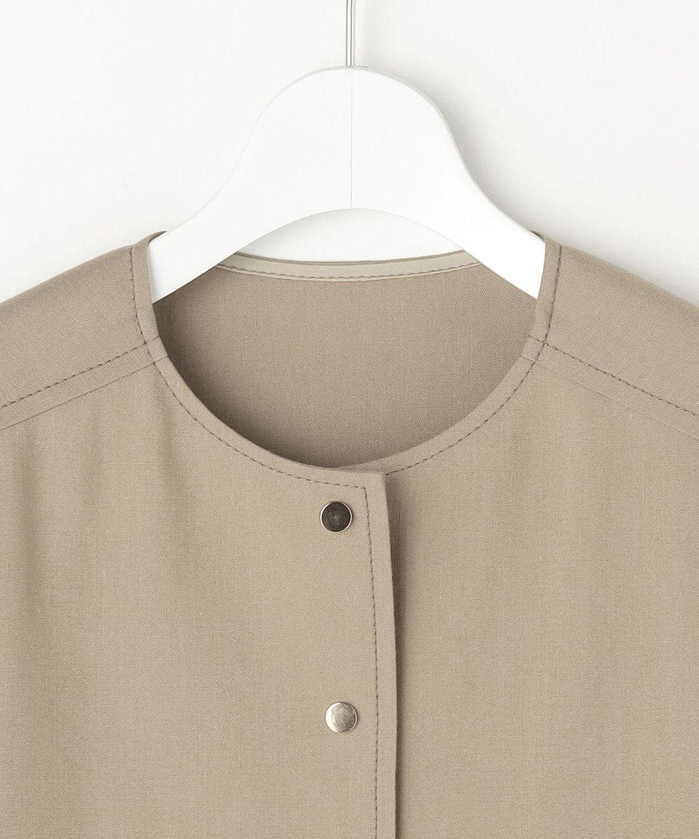 自由区 【セットアップ対応】リネンストレッチノーカラー ジャケット 