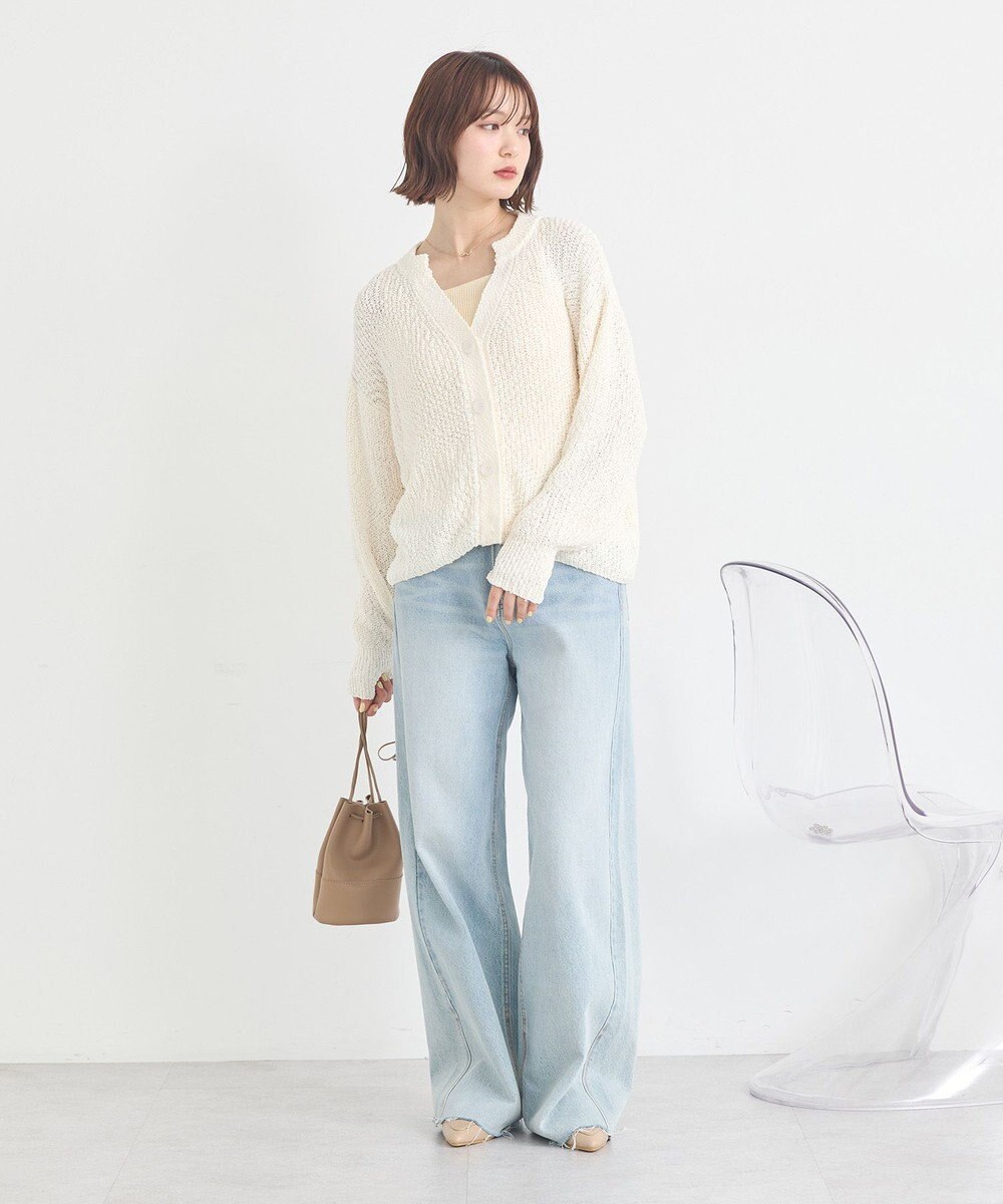 earth music&ecology 【予約】ぽんぽんスキッパーカーディガン 