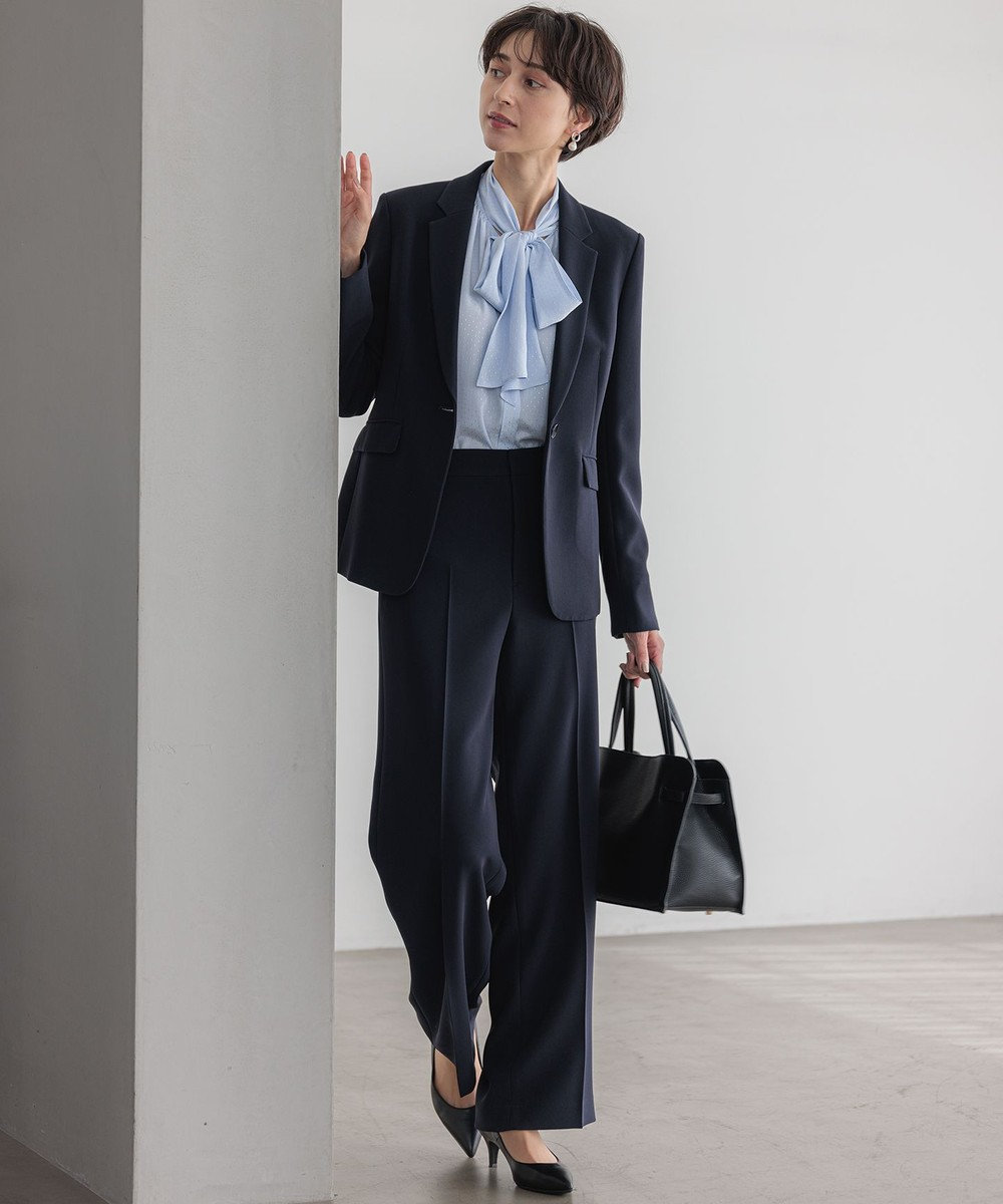 23区 【セットアップ対応/洗える】トリアセダブルジョーゼット テーラード ジャケット 