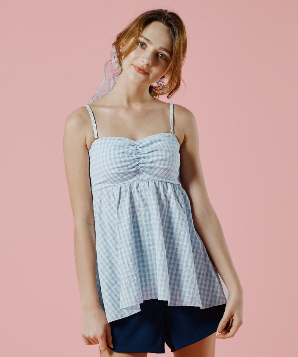 San-ai Resort（三愛水着楽園） 【WEB限定】ペプラムチェック3点セット【Beach Queen（ビーチクイーン）】 