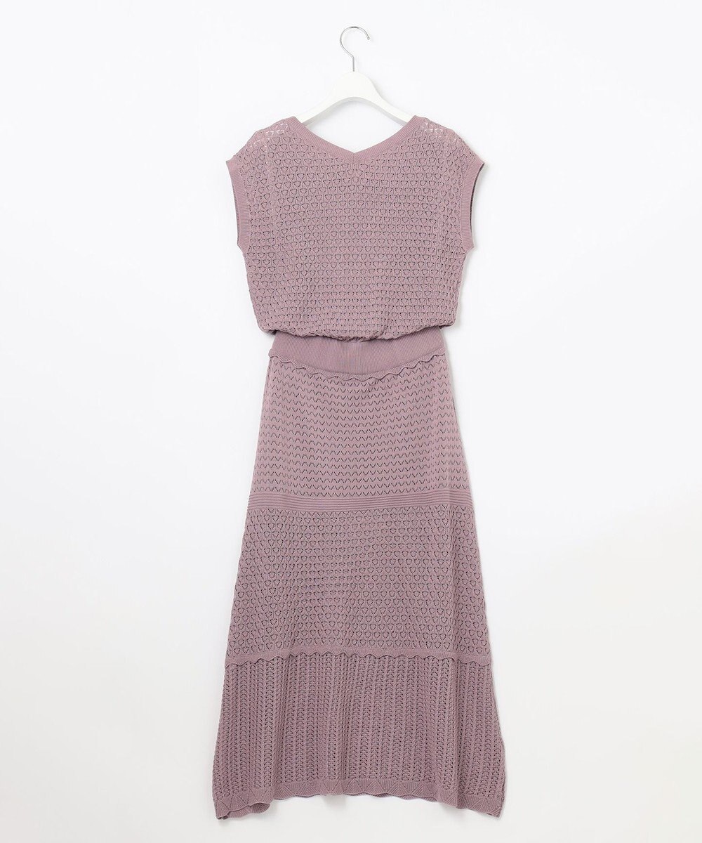Feroux 【洗える】透かし編みニット ワンピース 