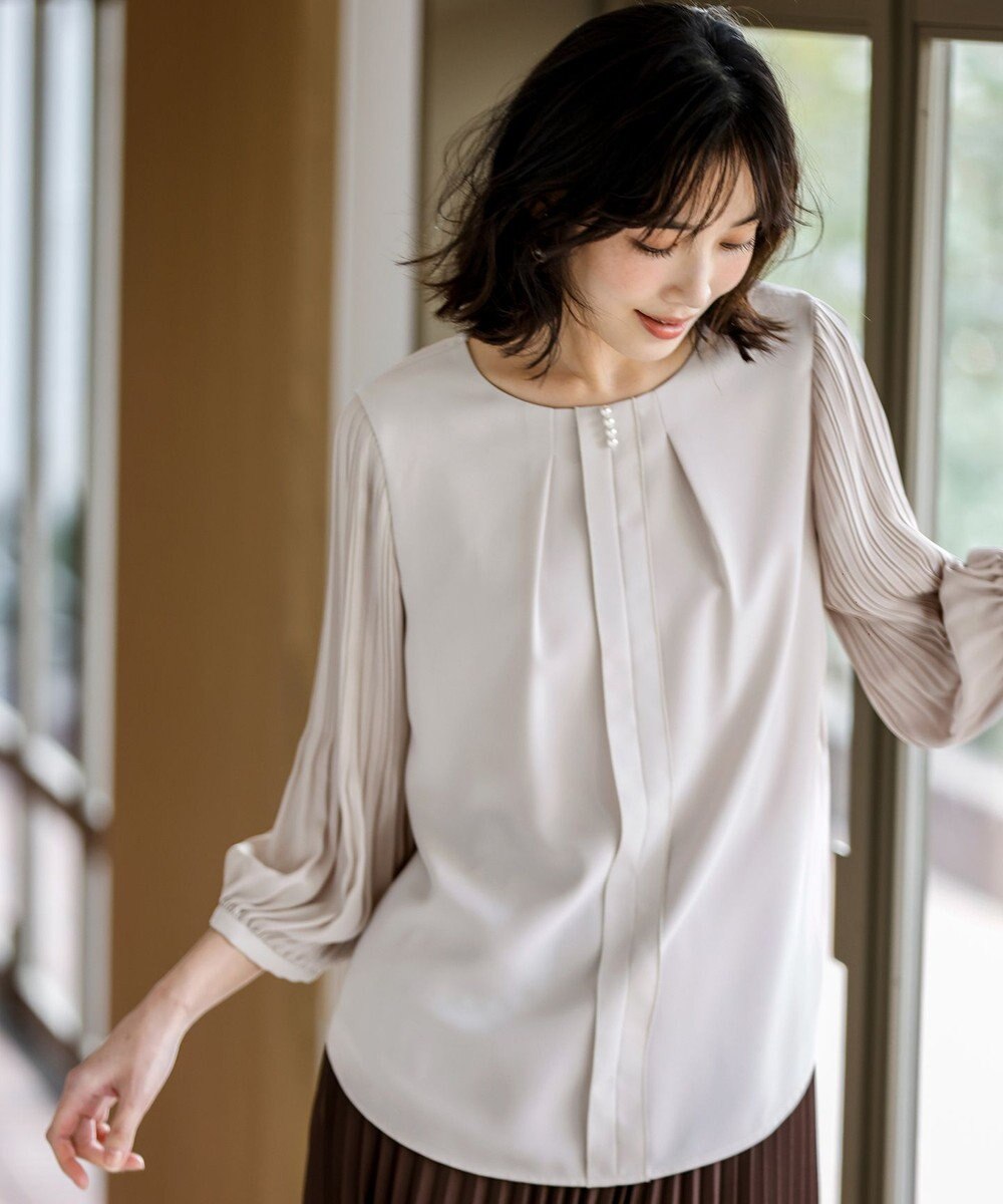 ANY SIS プリーツスリーブ ブラウス 
