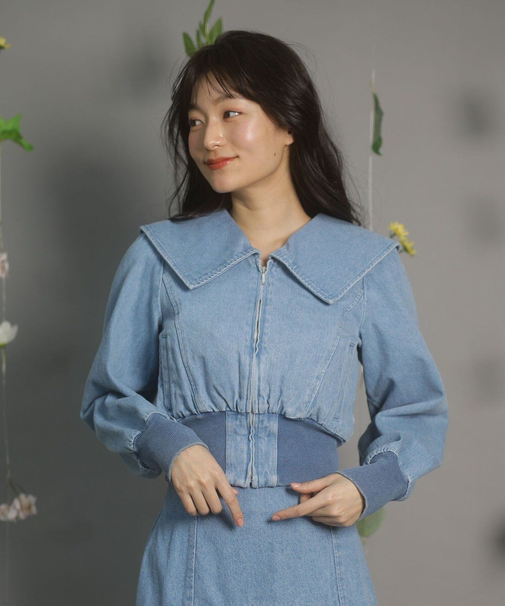 Green Parks ｄａｚｚｌｉｎ　襟付きデニムショートｚｉｐブルゾ 