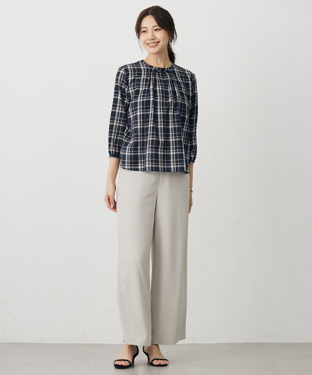 J.PRESS LADIES L 【洗える・吸水速乾・接触冷感・セットアップ対応】Light ジョーゼット ワイド パンツ 