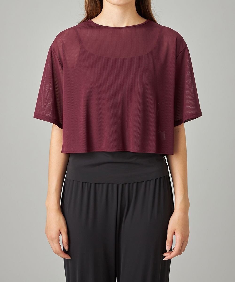 Chacott シアーリブバッククロスTシャツ 