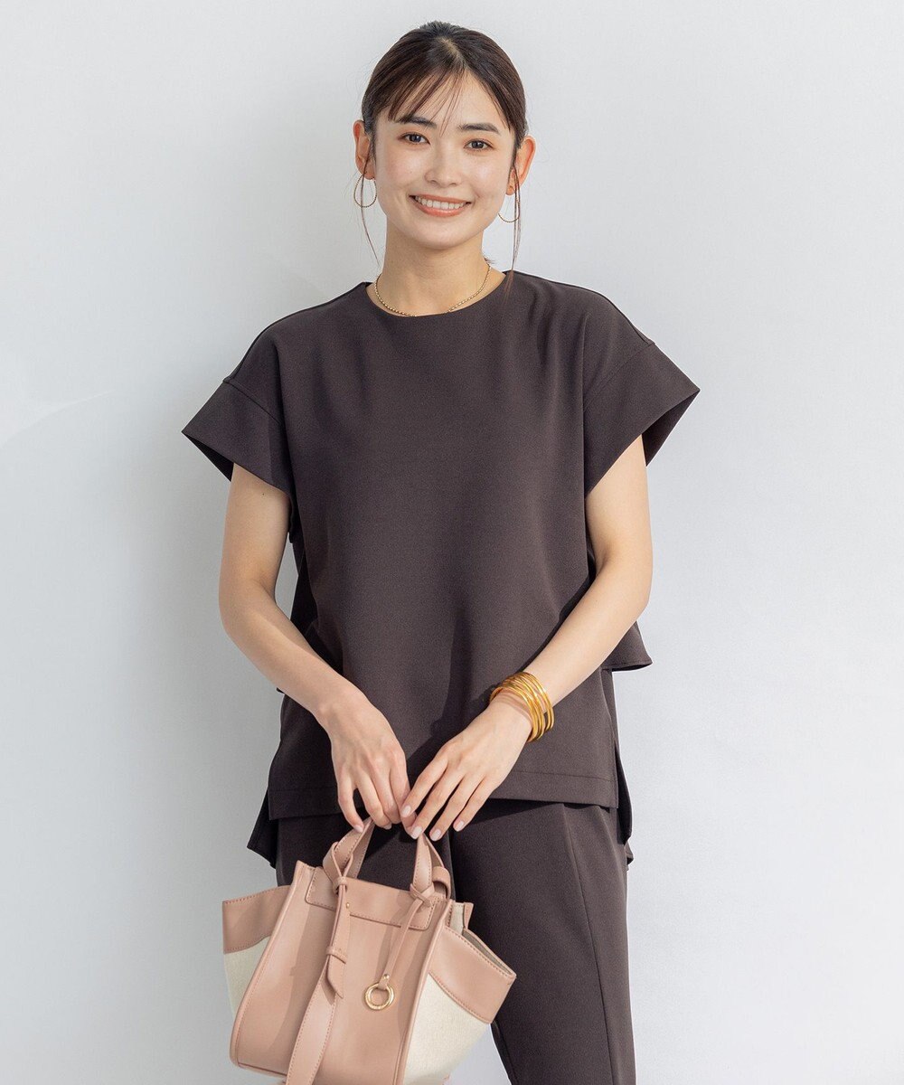 組曲 S 【吸湿・冷感・UVケア】ジョーゼットジャージーバックフリル Tブラウス 