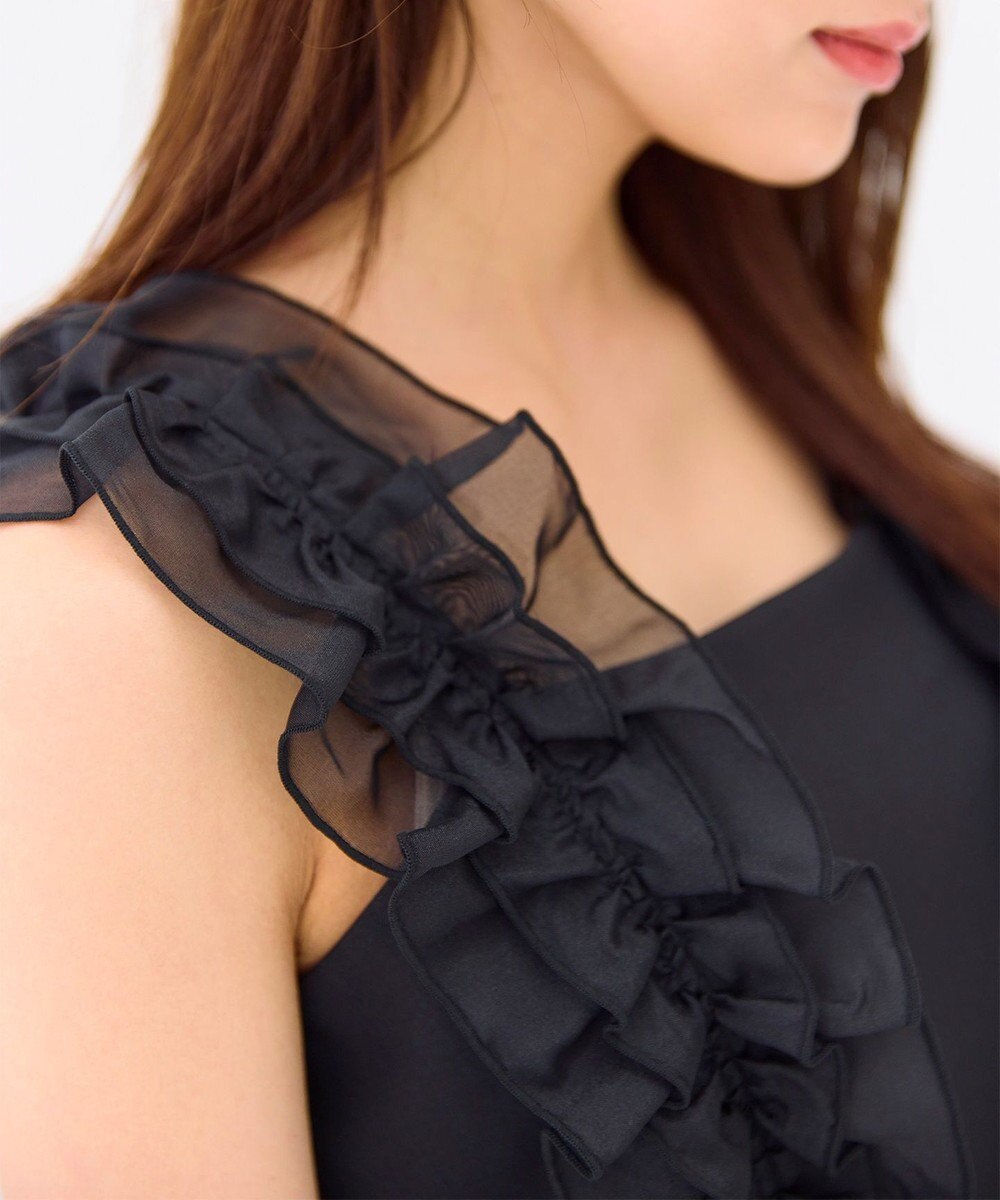 Feroux 【洗える】フリルショルダー サロペット 