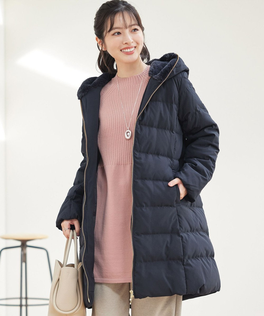 Tiaclasse フード裏エコファーダウンコート 