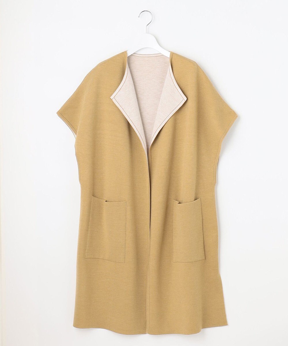 自由区 【洗える】リバーシブルニットジレ 