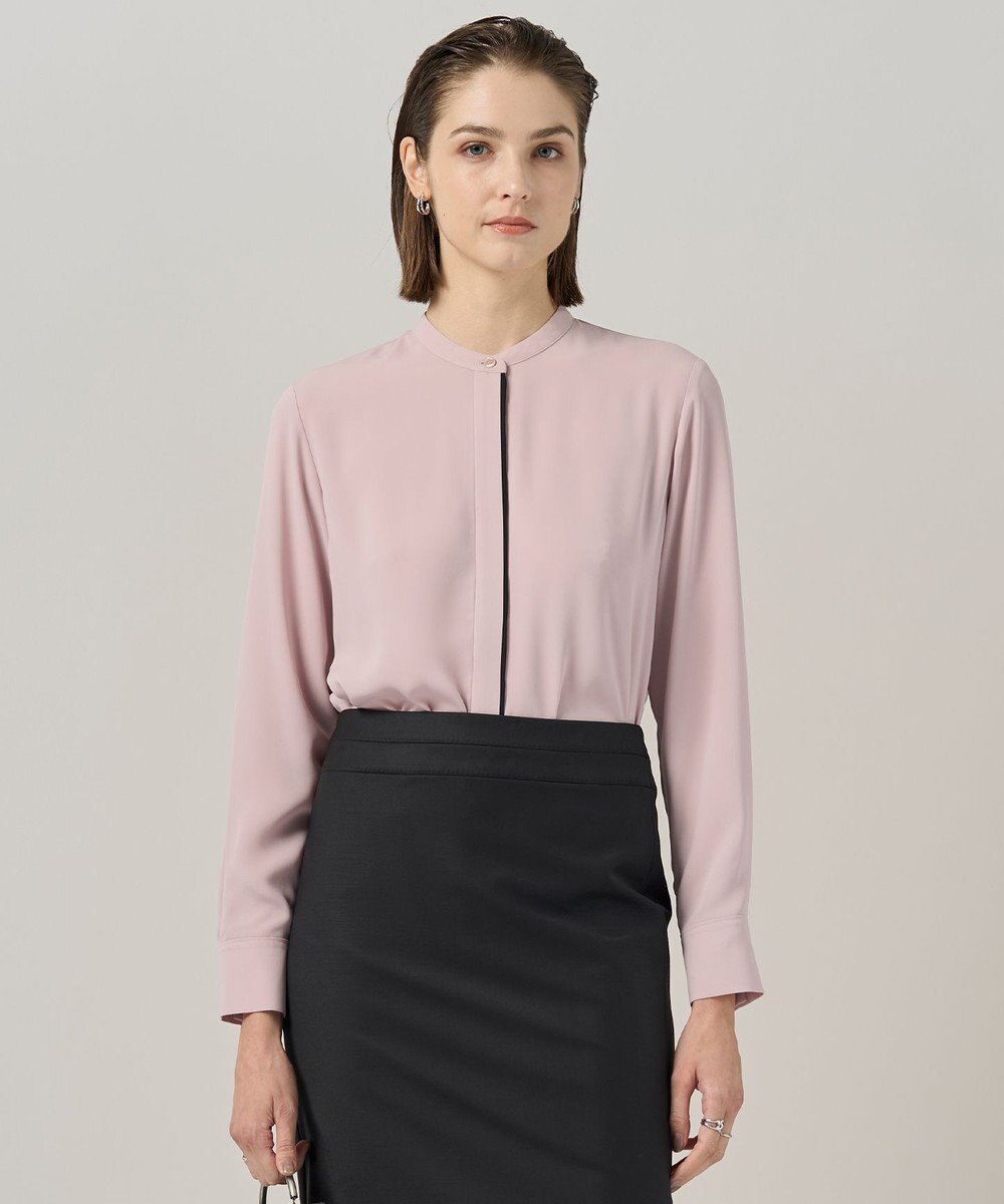 ICB L 【新色追加・WEB限定カラーあり・接触冷感・UVケア・速乾・洗える】BackSatinAmunzen バンドカラーブラウス 