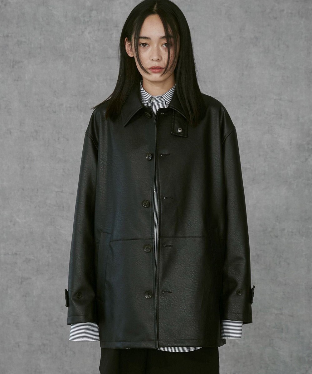 WEGO 【ユニセックス着用ITEM】シンセティックレザーカーコート 