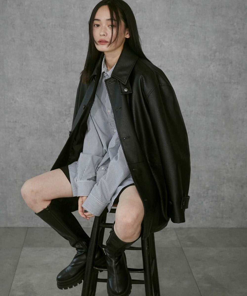 WEGO 【ユニセックス着用ITEM】シンセティックレザーカーコート 