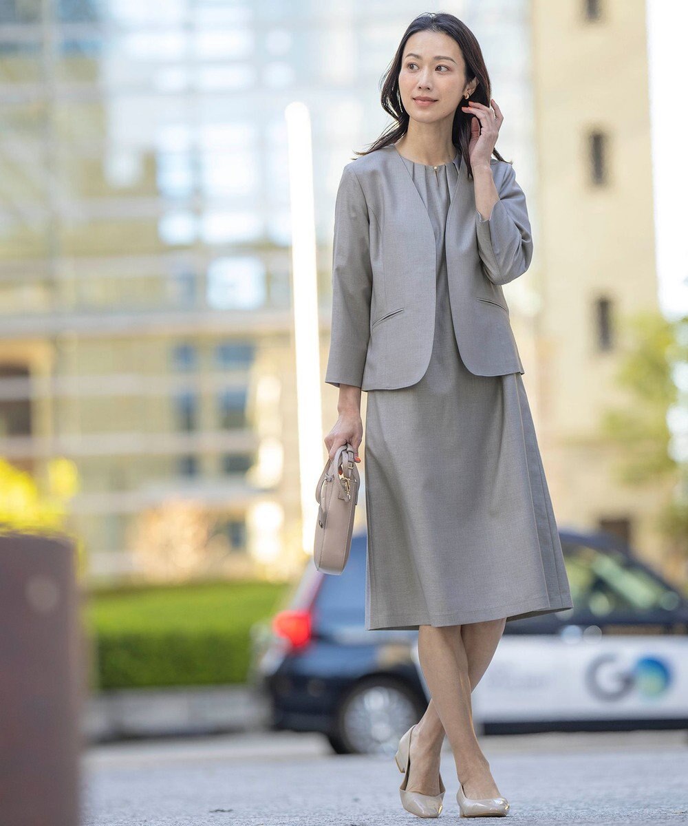 J.PRESS LADIES L 【セットアップ対応・洗える・UVケア・速乾】 OXIJEWELストレッチ ワンピース 