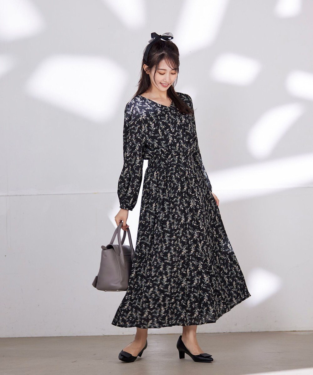 Tiaclasse L 【洗える・新色追加】パフスリーブプリーツワンピース 