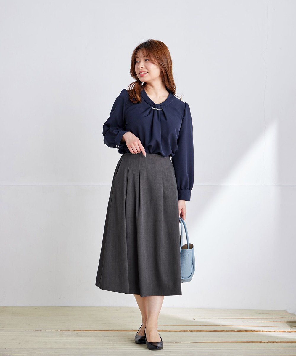 Tiaclasse 【洗える】メランジツイルフレアスカート 