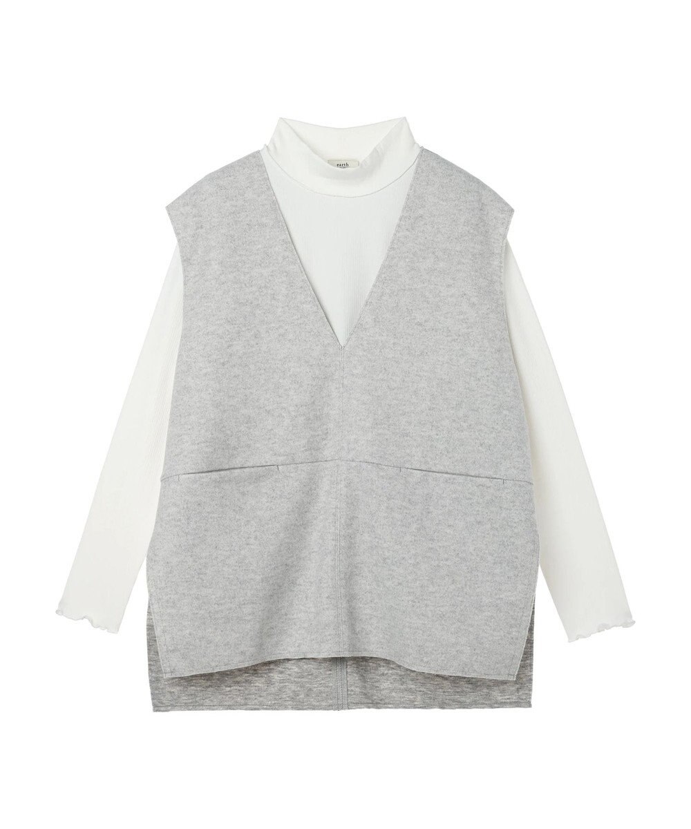 earth music&ecology ＳＥＴ２点圧縮風ポンチベスト＋リブタートル 