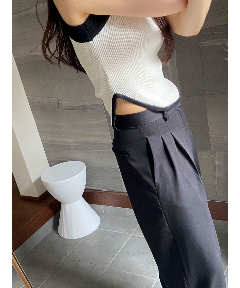 Green Parks デザインヘム配色ニットタンクトップ 