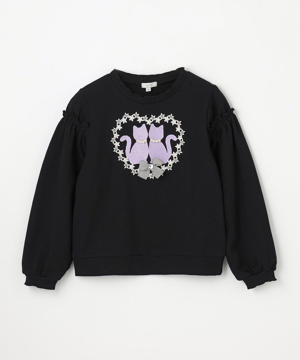 ANY KIDS ネコシルエット裏毛トレーナー 