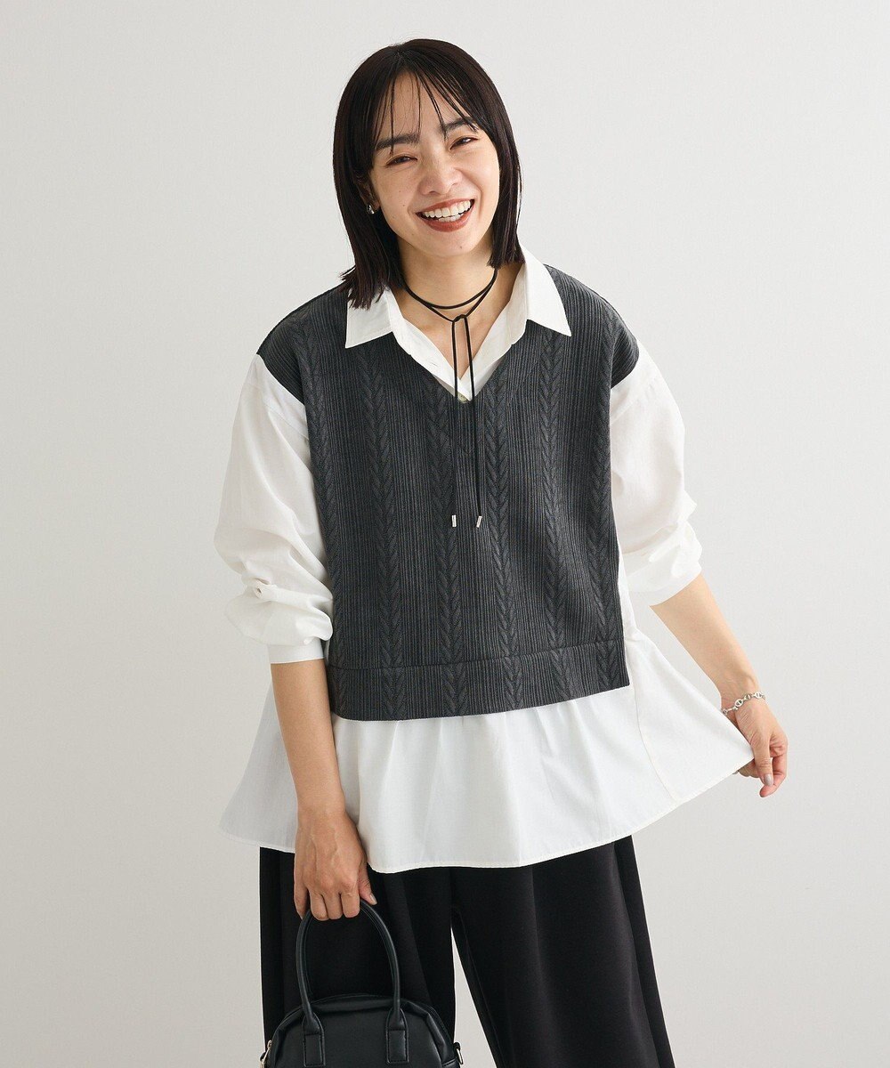 Green Parks カットモールドッキングシャツチュニック 