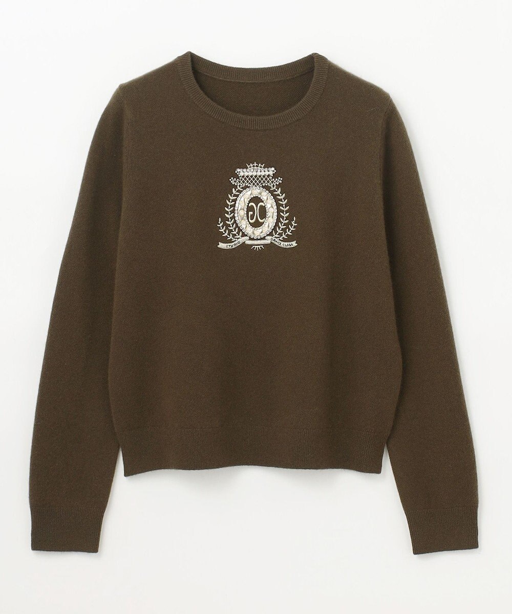 GRACE CONTINENTAL エンブレム刺繍ニットトップ 