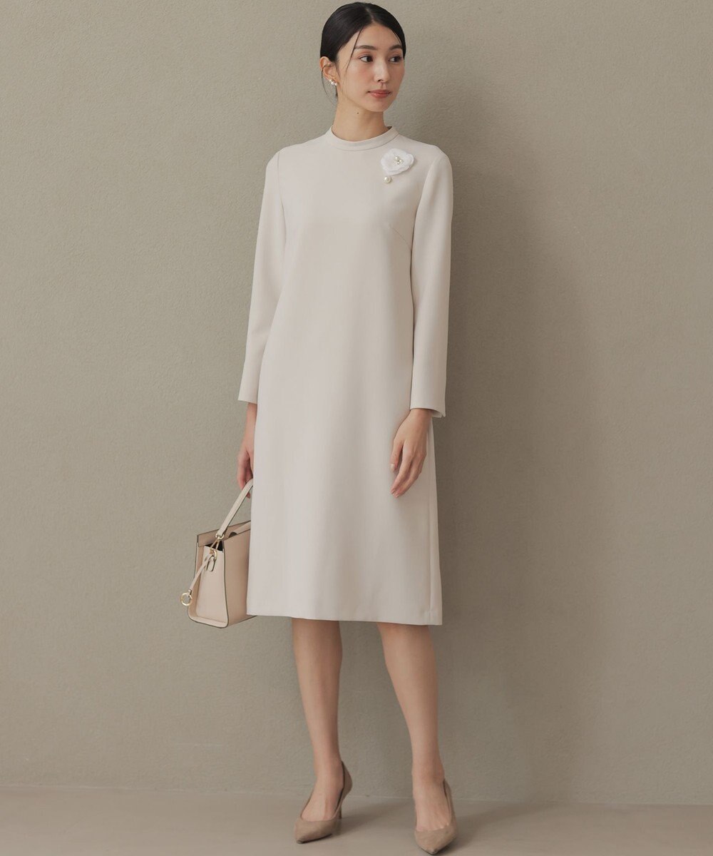 組曲 L 【KUMIKYOKU NAVY】コンフォータブルドレープ レース襟ワンピース 