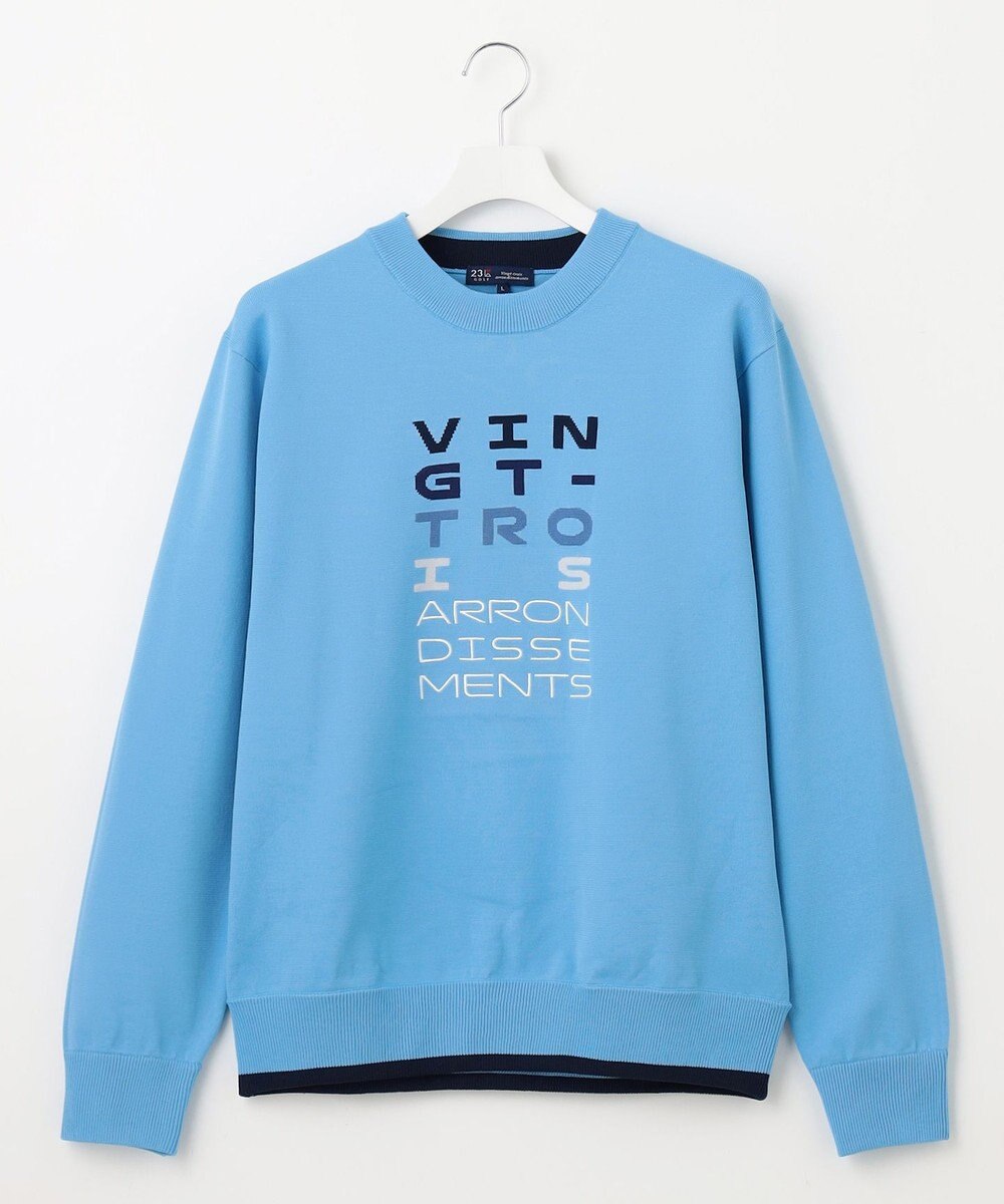 23区GOLF 【MEN】【ウォッシャブル】ロゴインターシャ ポリエステルニット 