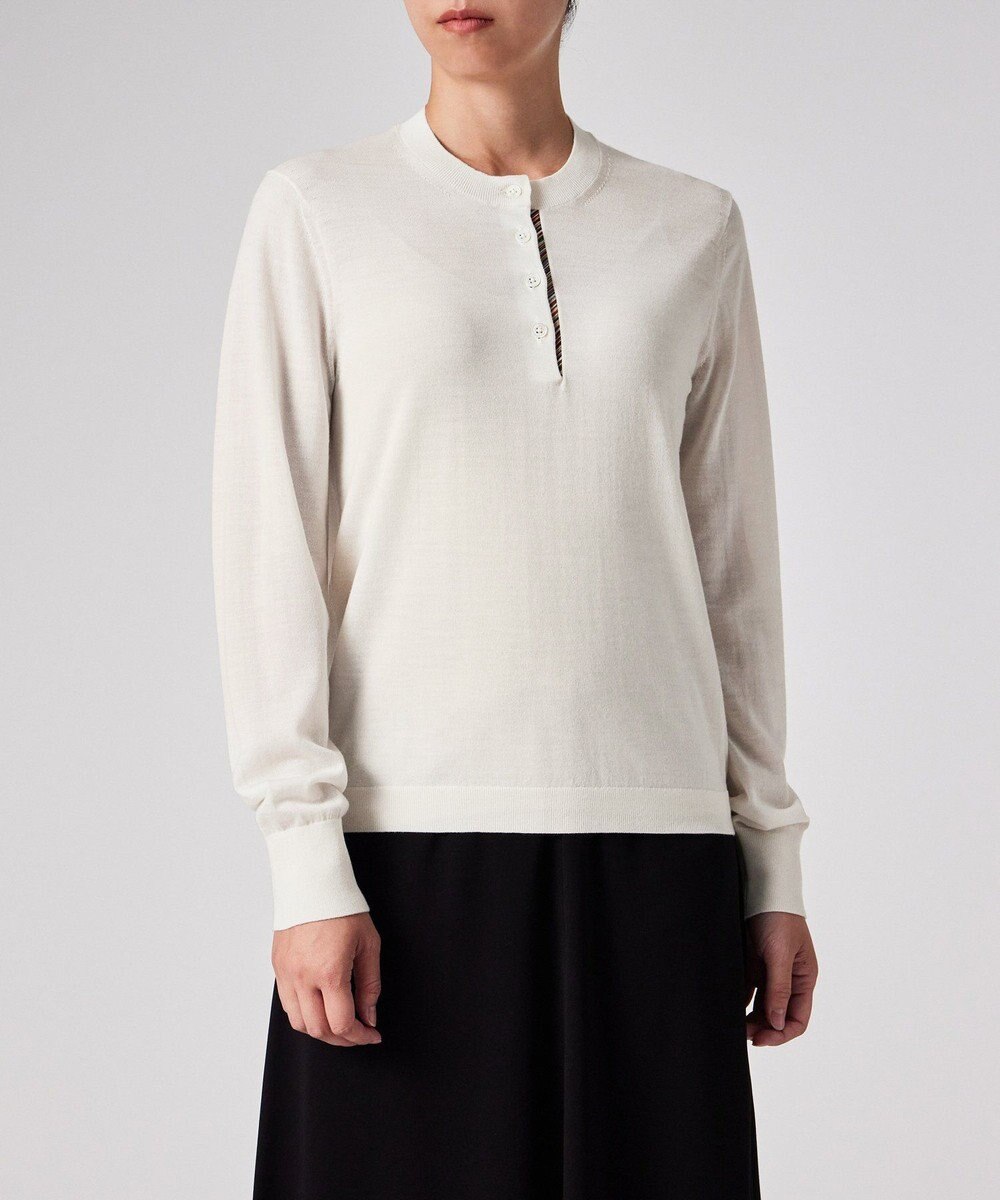 Paul Smith ドレープウール ストライプ ヘンリーネック ニット 