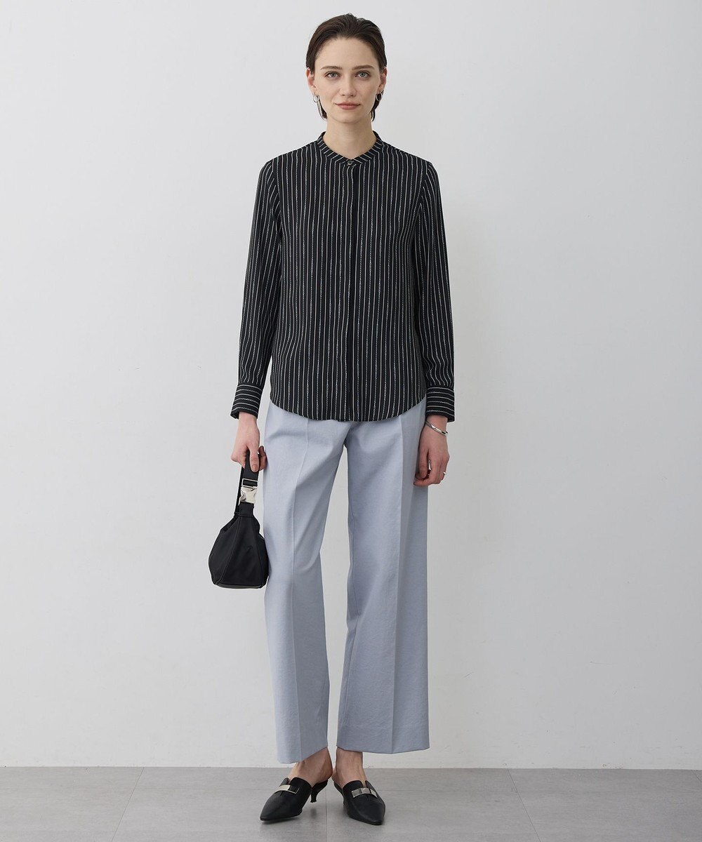 ICB L 【新色追加・WEB限定カラーあり】BackSatinAmunzen バンドカラーブラウス 